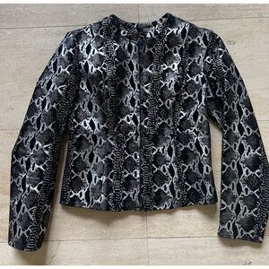 Metrostyle Snake Print Genuine Leather Jacket Black &‎ White Pattern Size 4